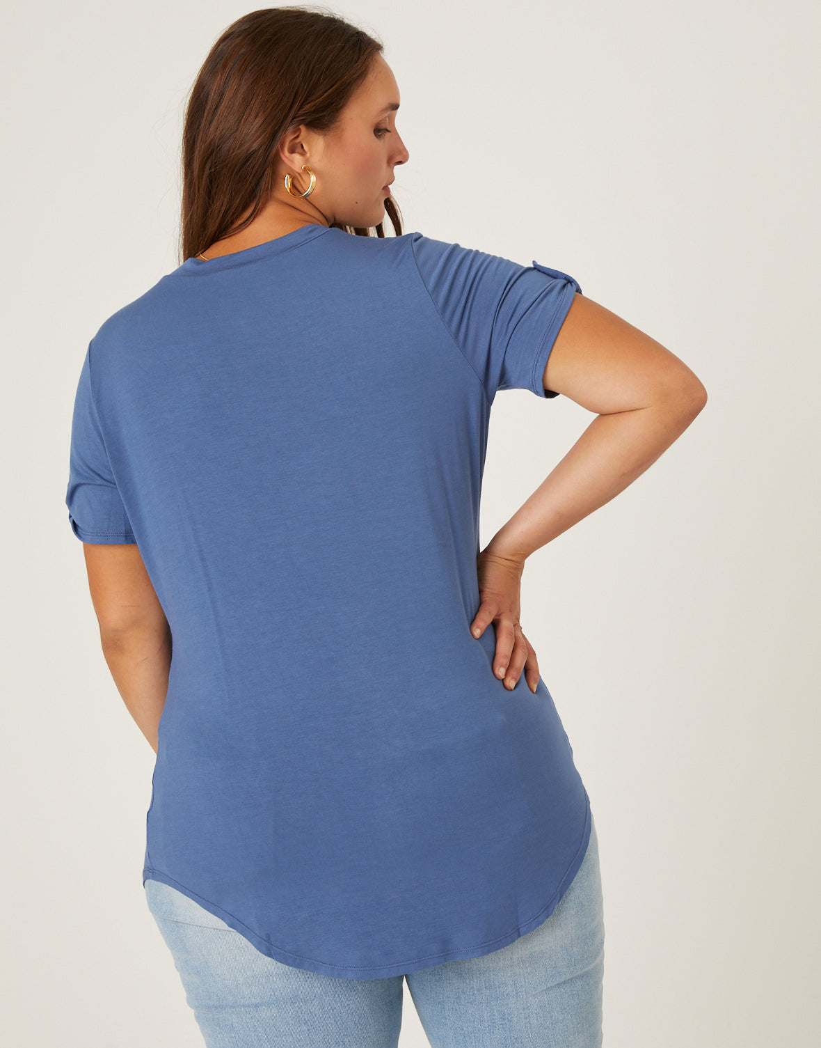 Plus Size Drapey V-Neck Pocket Tee