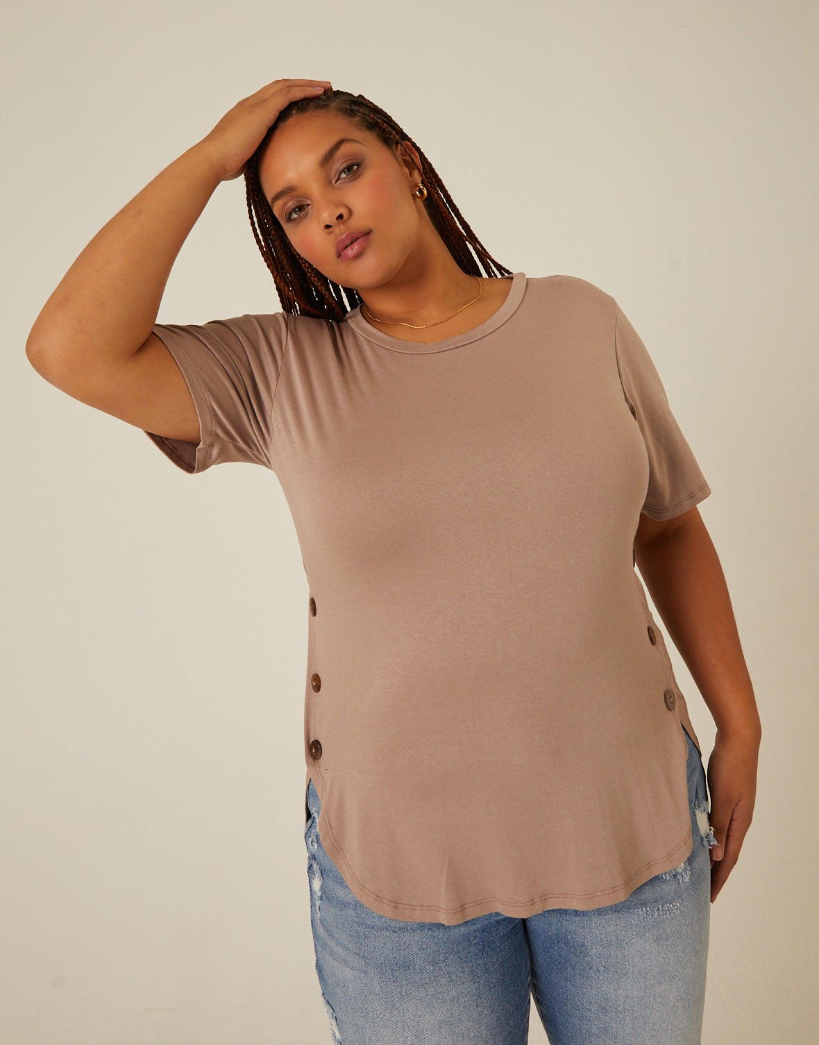 Plus Size Side Button Tee