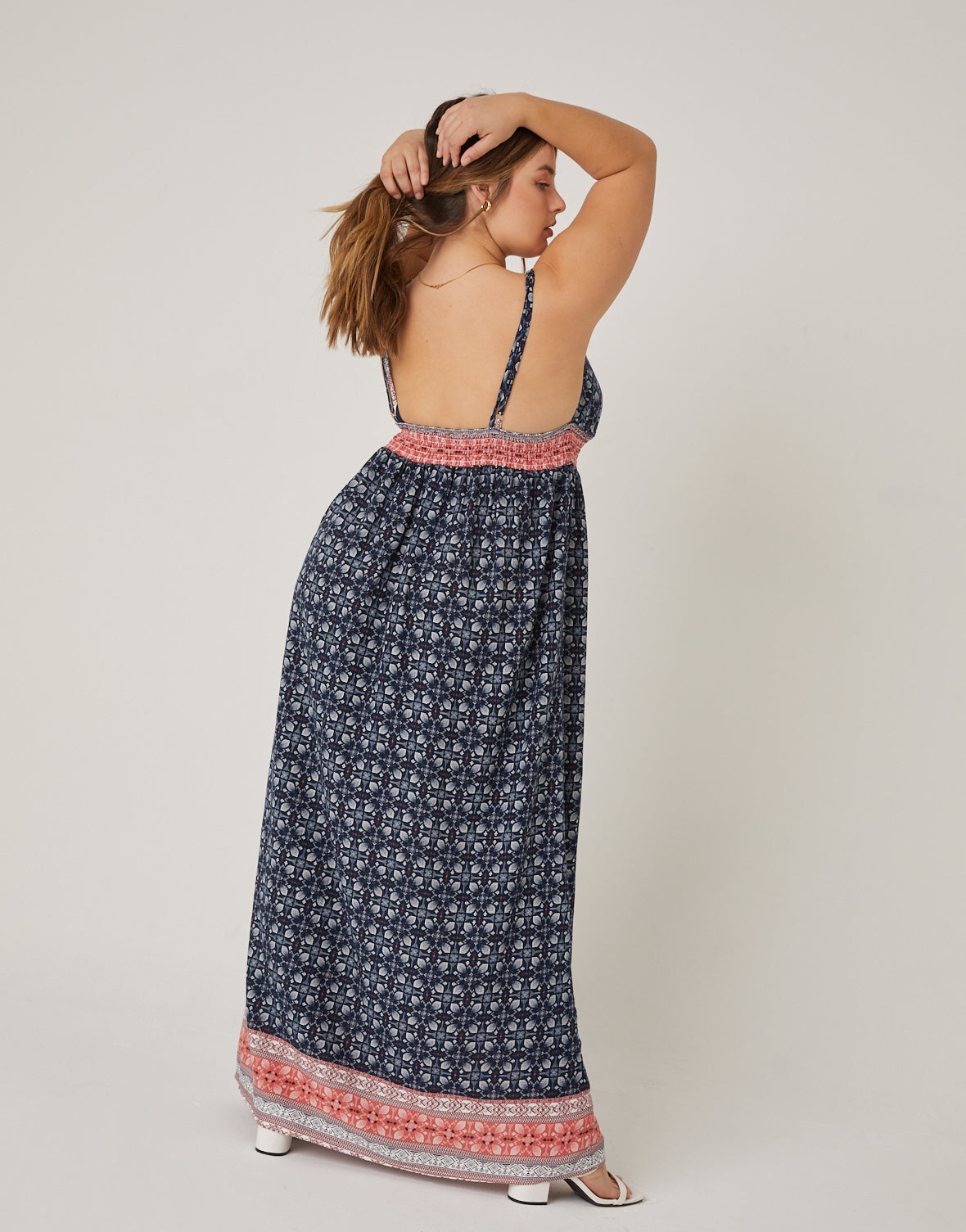 Plus Size Abstract Printed Maxi Dress