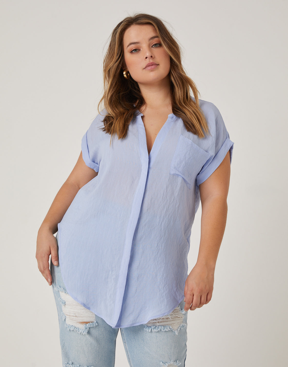 Plus Size Casual Woven Top