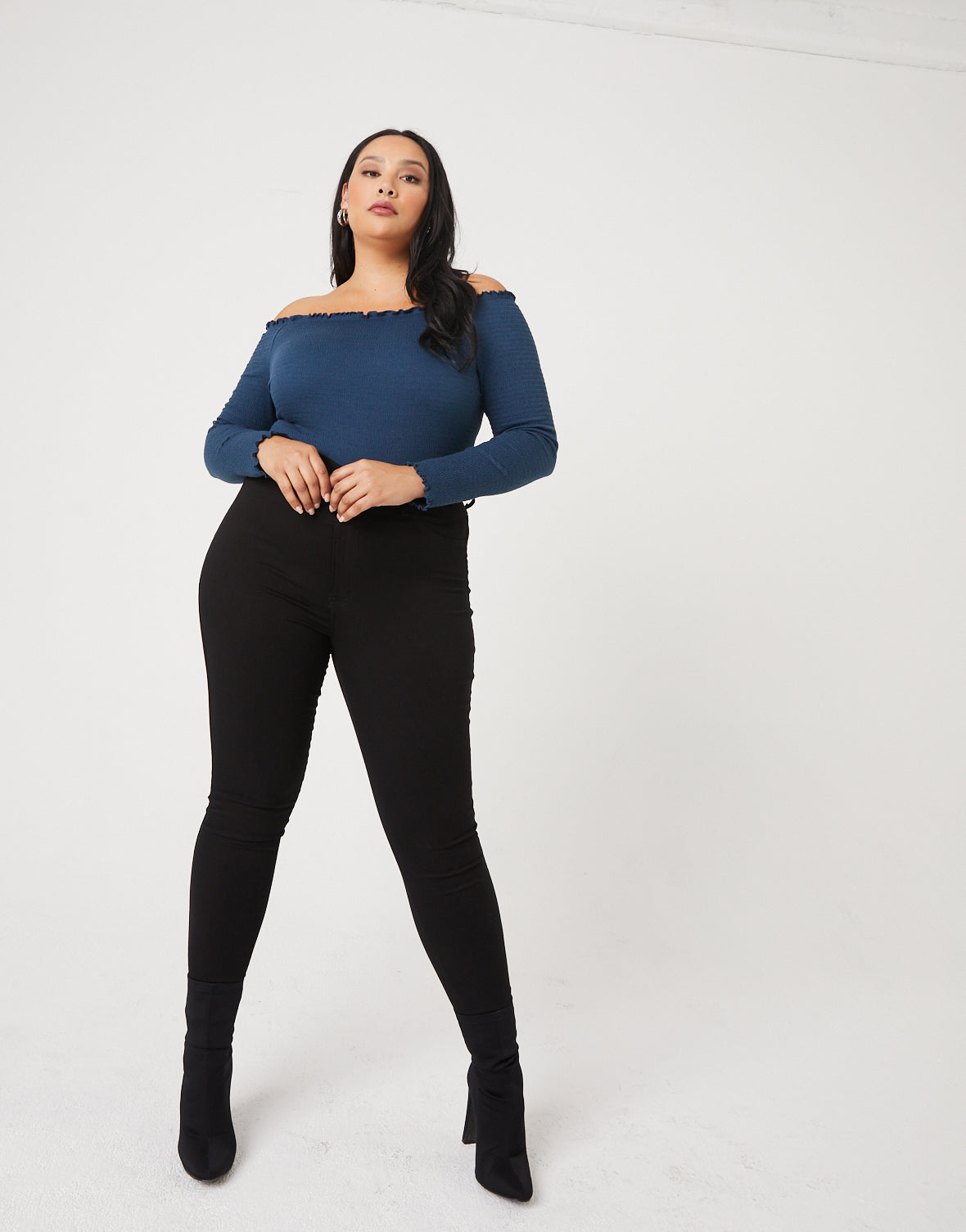 Plus Size Bodycon Smocked Top