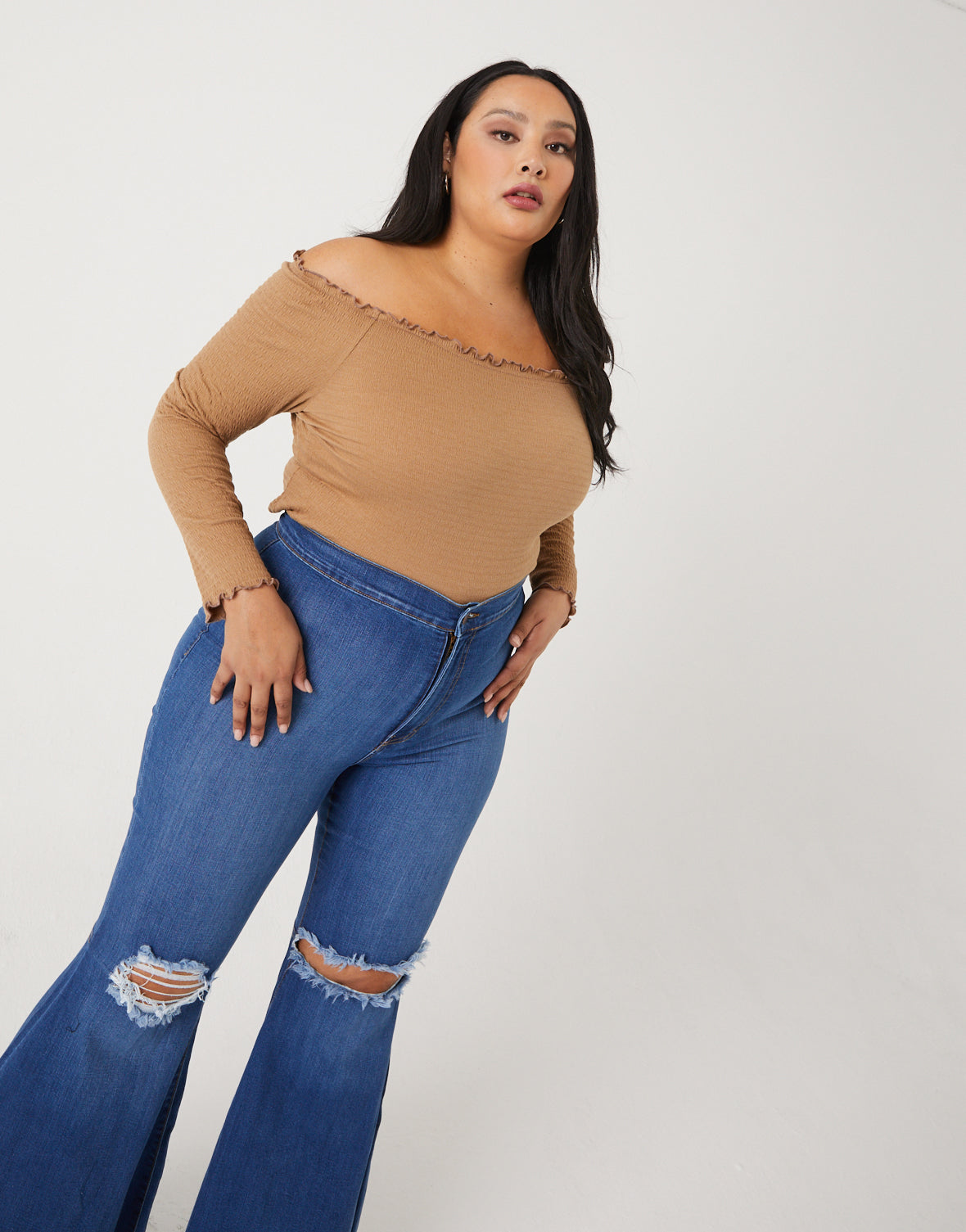 Plus Size Bodycon Smocked Top