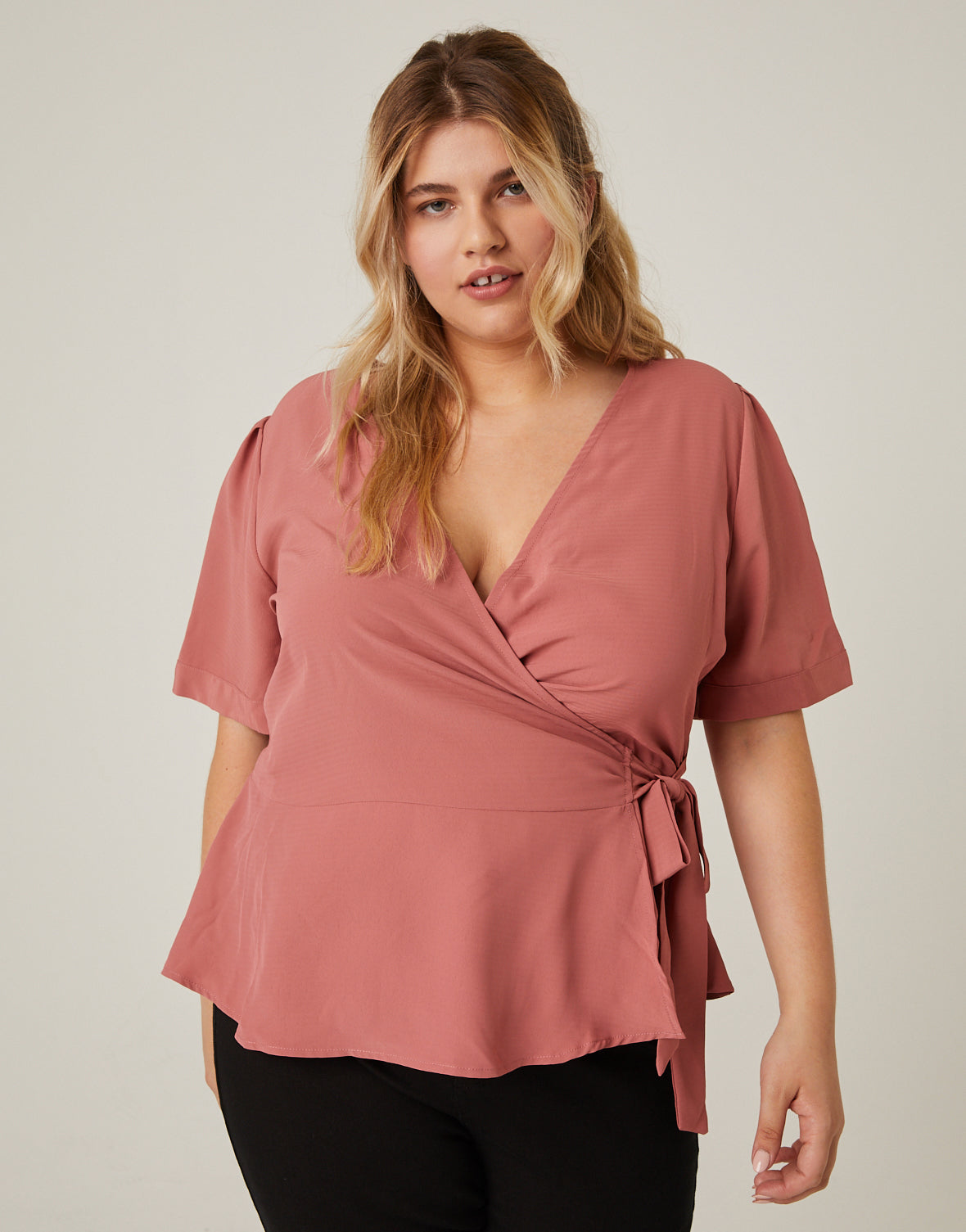 Plus Size Chiffon Wrap Top