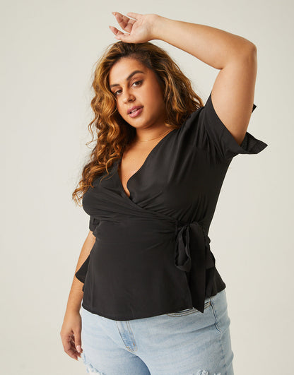 Plus Size Chiffon Wrap Top