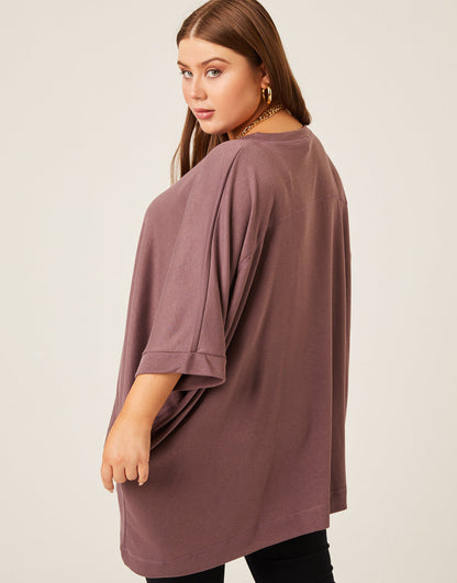 Plus Size Crewneck Oversized Knit Tee