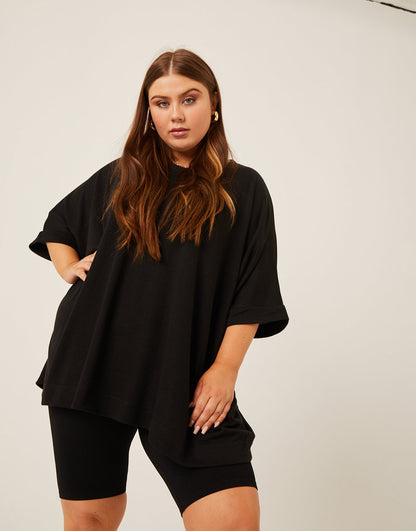 Plus Size Crewneck Oversized Knit Tee