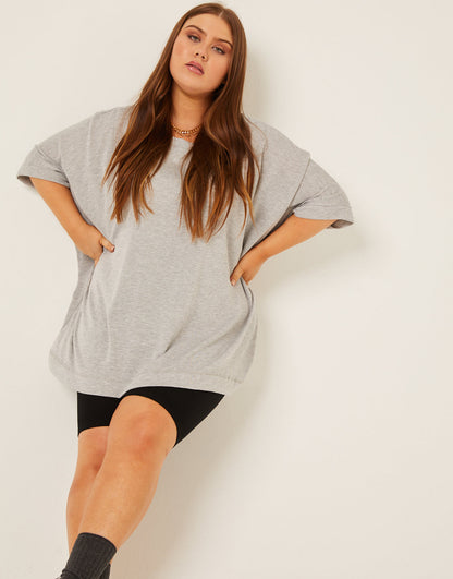 Plus Size Crewneck Oversized Knit Tee