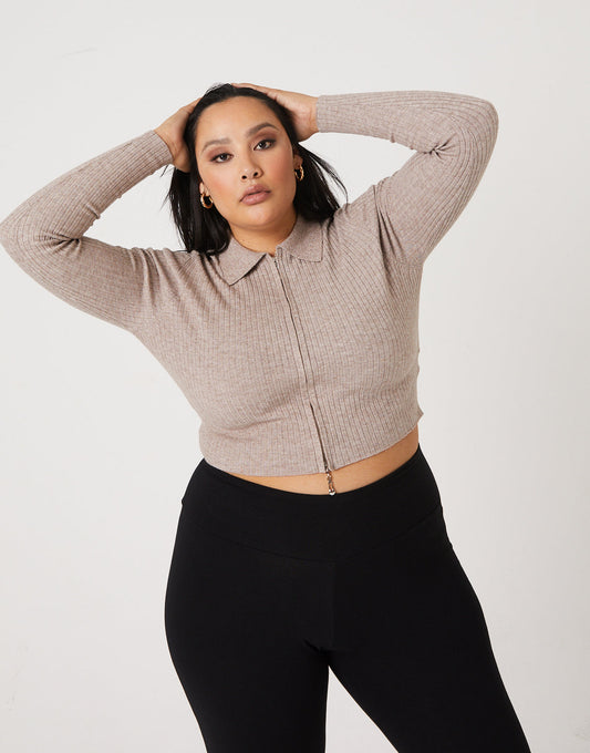 Plus Size Zip Up Crop Top