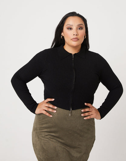 Plus Size Zip Up Crop Top