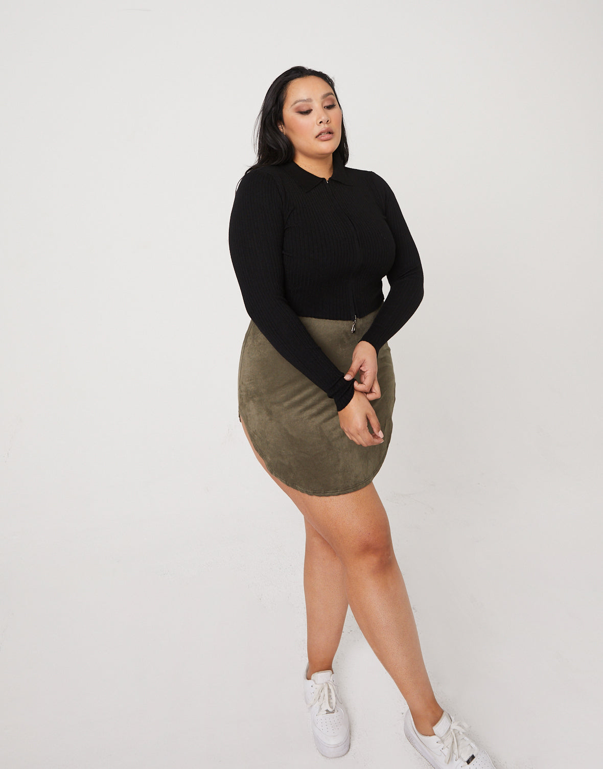 Plus Size Zip Up Crop Top