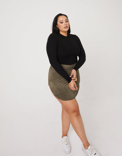 Plus Size Zip Up Crop Top