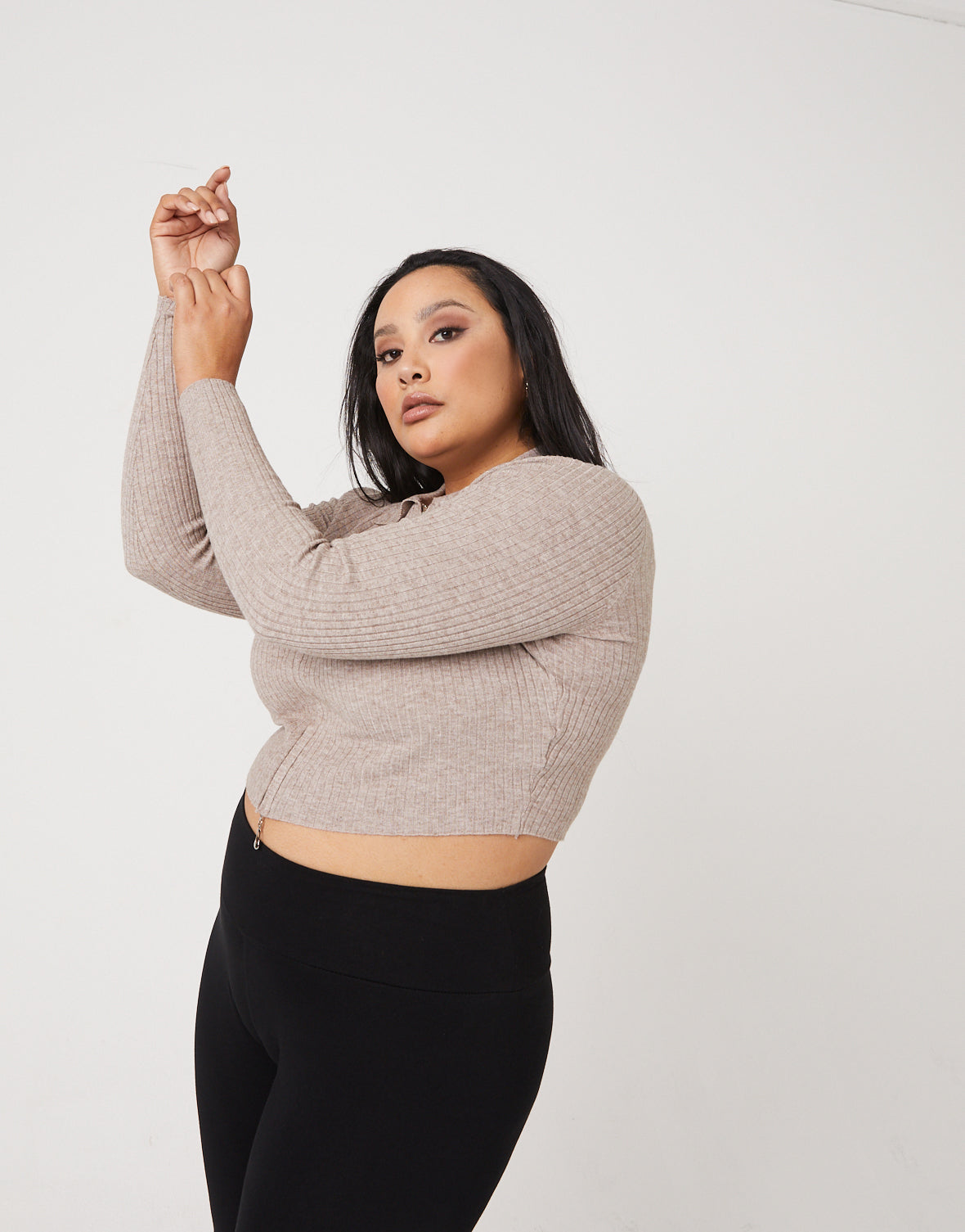 Plus Size Zip Up Crop Top