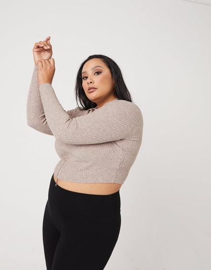 Plus Size Zip Up Crop Top