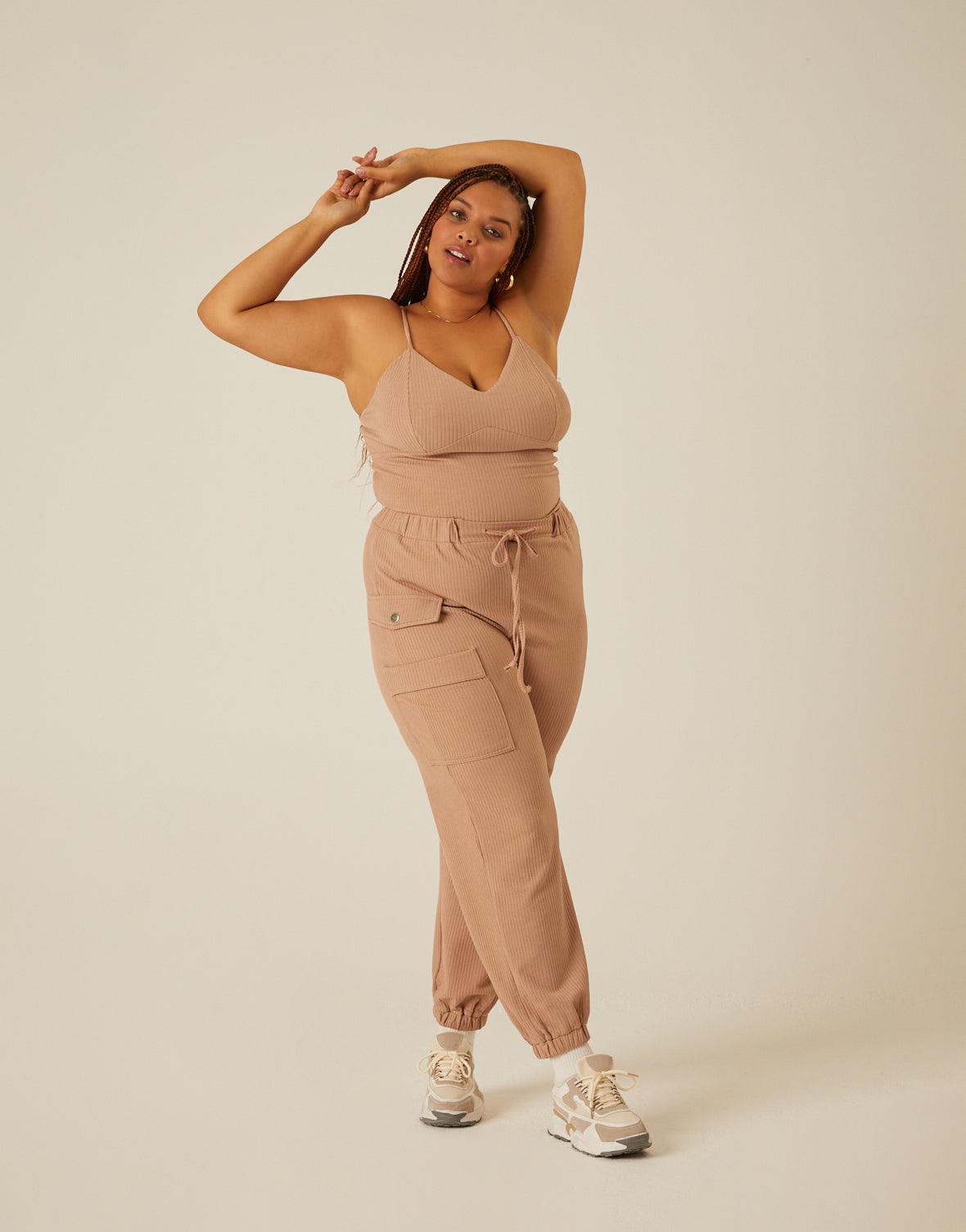 Plus Size Ribbed Knit Matching Set