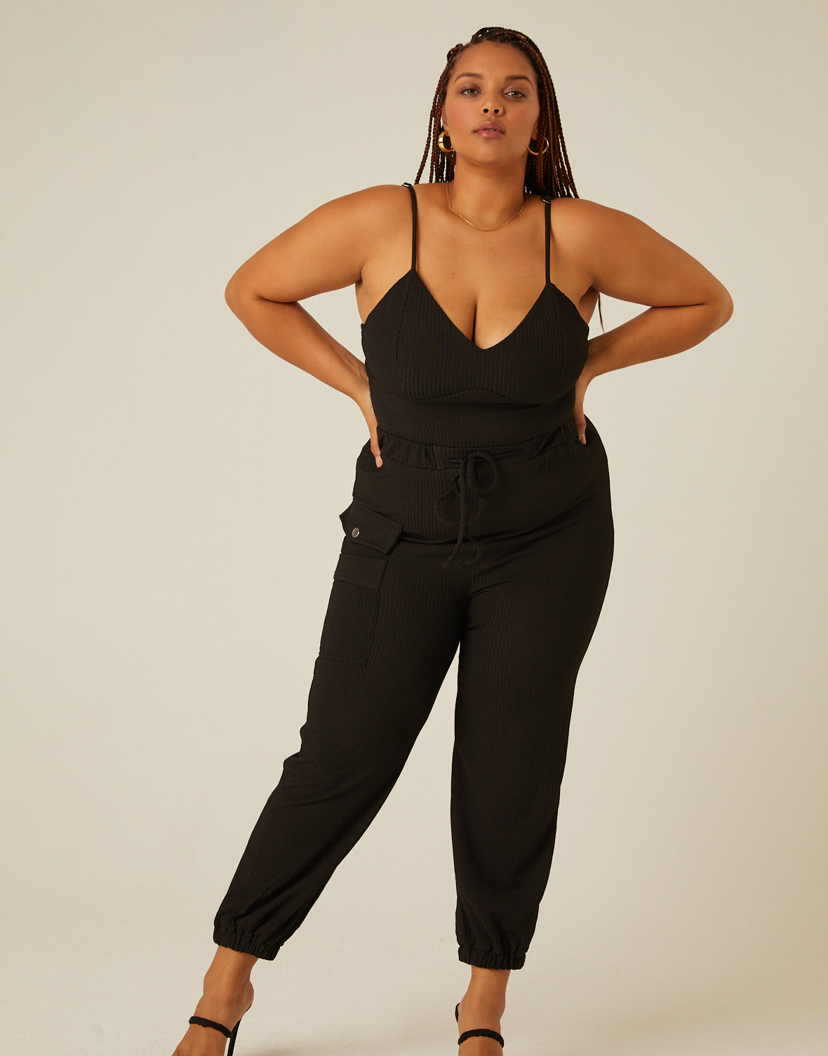 Plus Size Ribbed Knit Matching Set