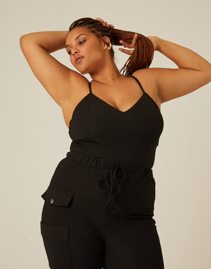 Plus Size Ribbed Knit Matching Set