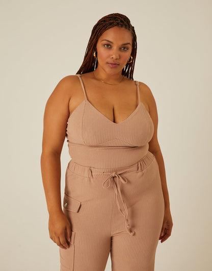 Plus Size Ribbed Knit Matching Set