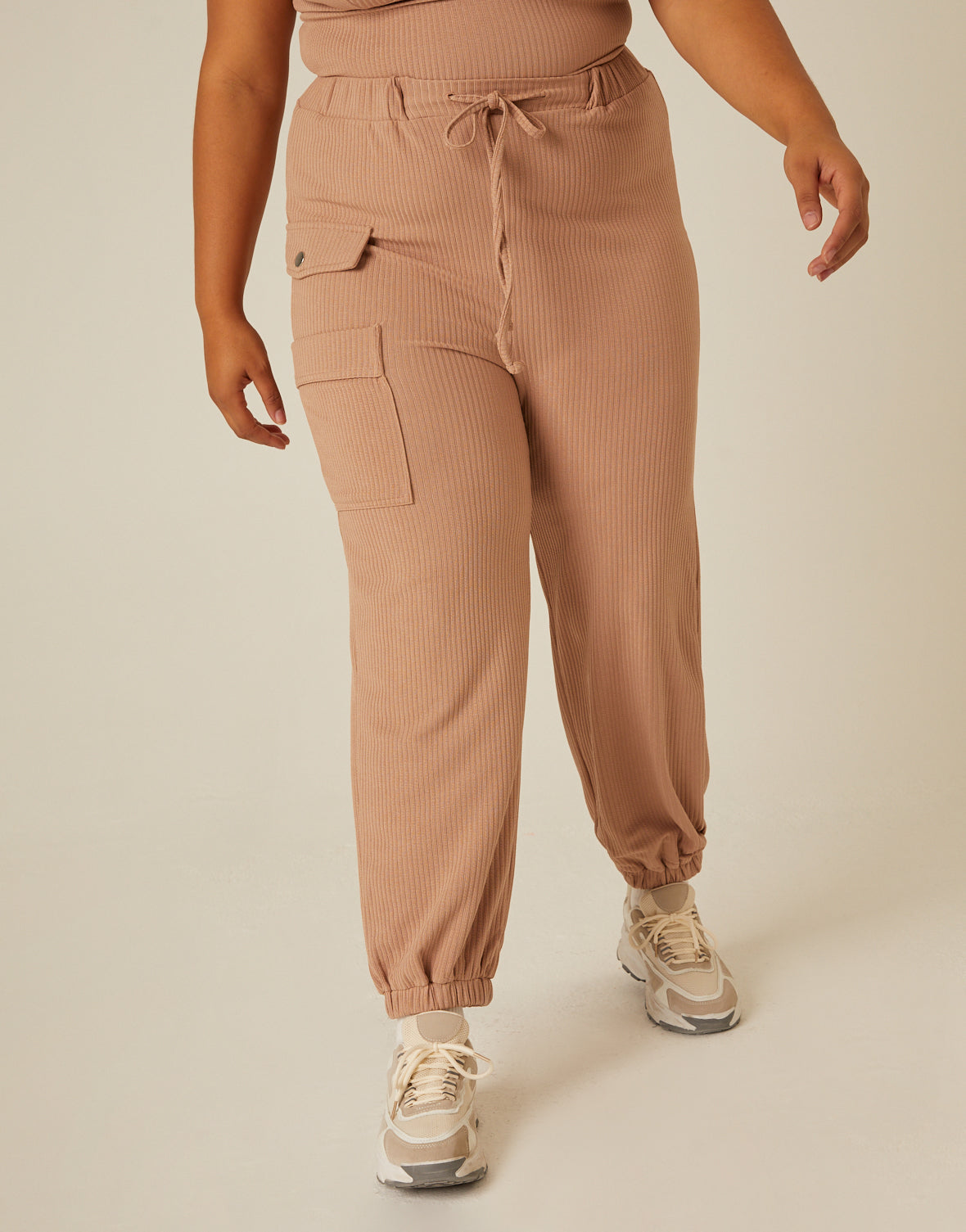 Plus Size Ribbed Knit Matching Set