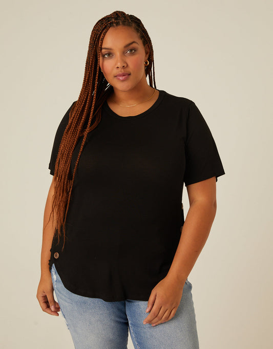Plus Size Side Button Tee