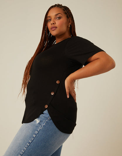 Plus Size Side Button Tee