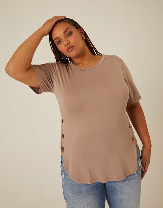 Plus Size Side Button Tee