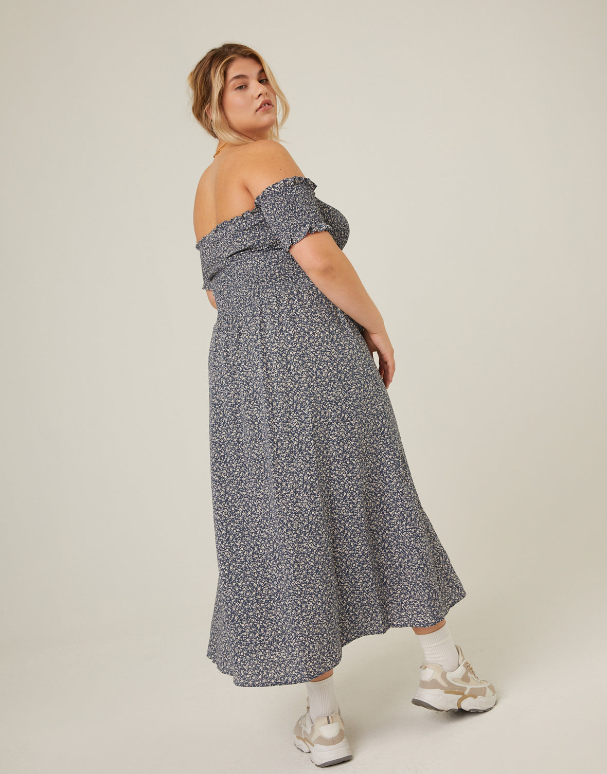 Plus Size Smocked and Flowy Midi Dress