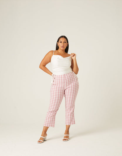 Plus Size Stretchy Plaid Pants