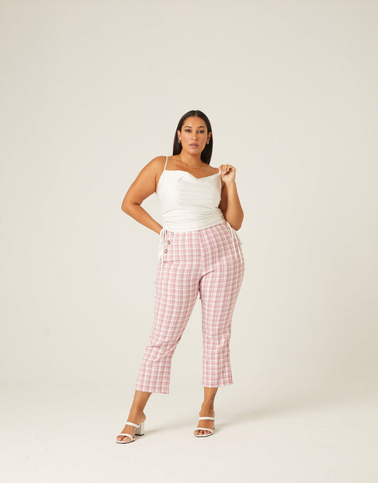 Plus Size Stretchy Plaid Pants