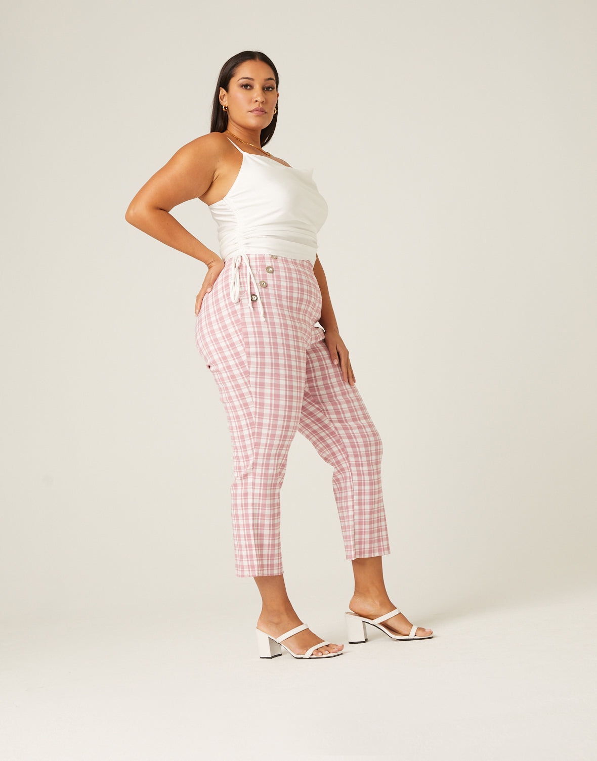 Plus Size Stretchy Plaid Pants