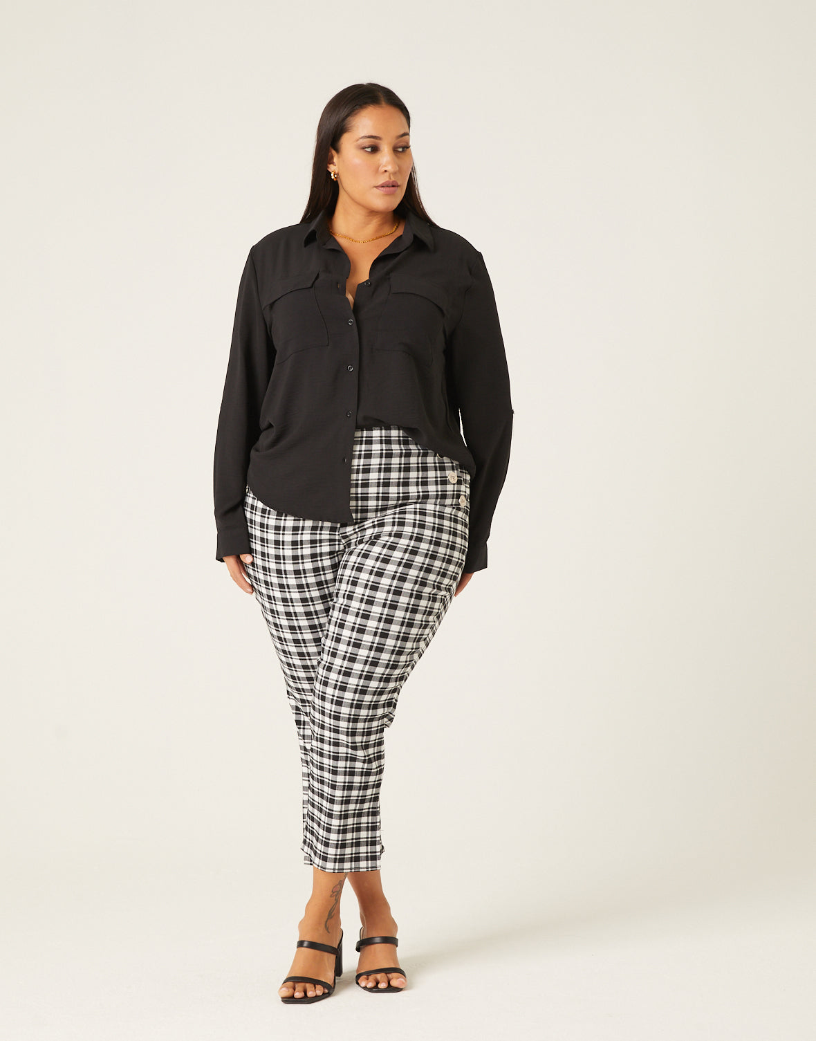 Plus Size Stretchy Plaid Pants