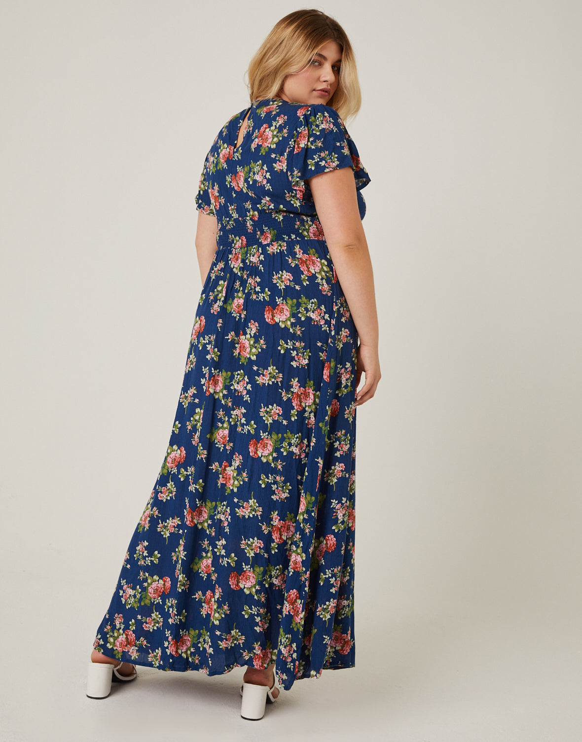 Plus Size Tie Front Floral Maxi Dress