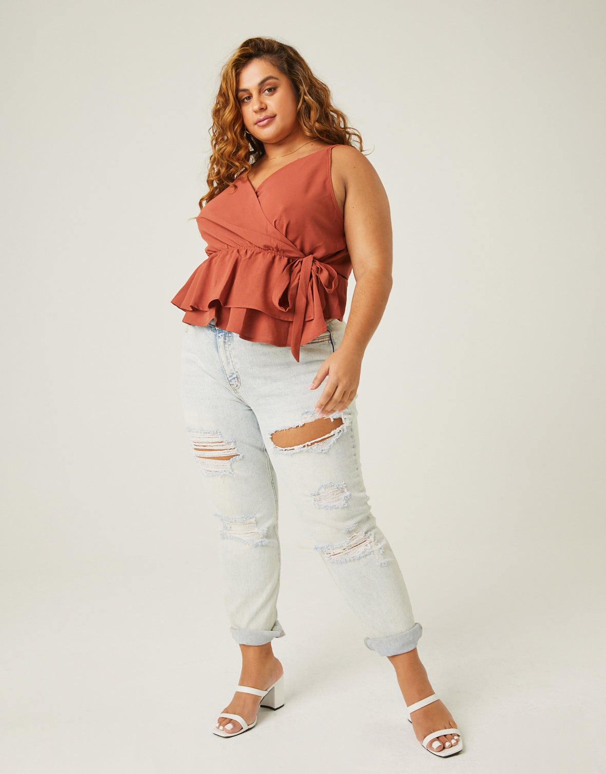Plus Size Woven Wrap Tank