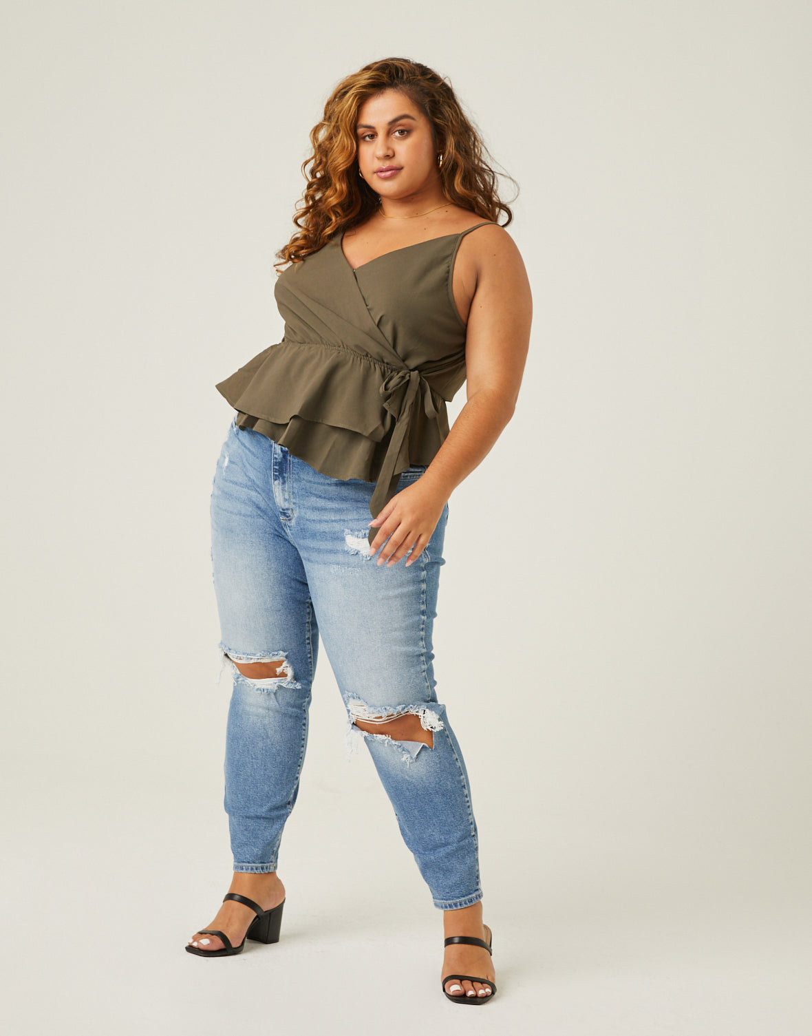 Plus Size Woven Wrap Tank