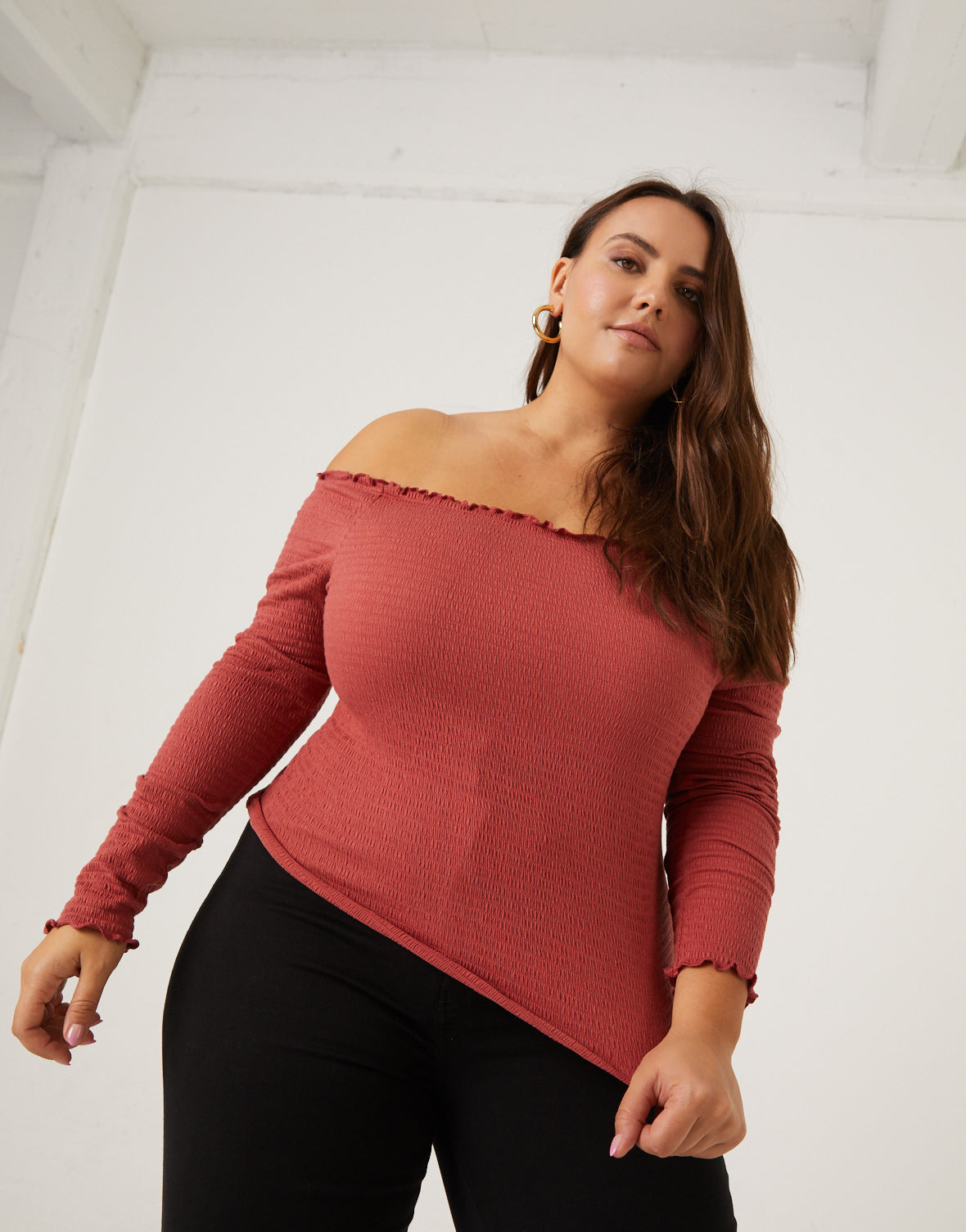 Plus Size Bodycon Smocked Top