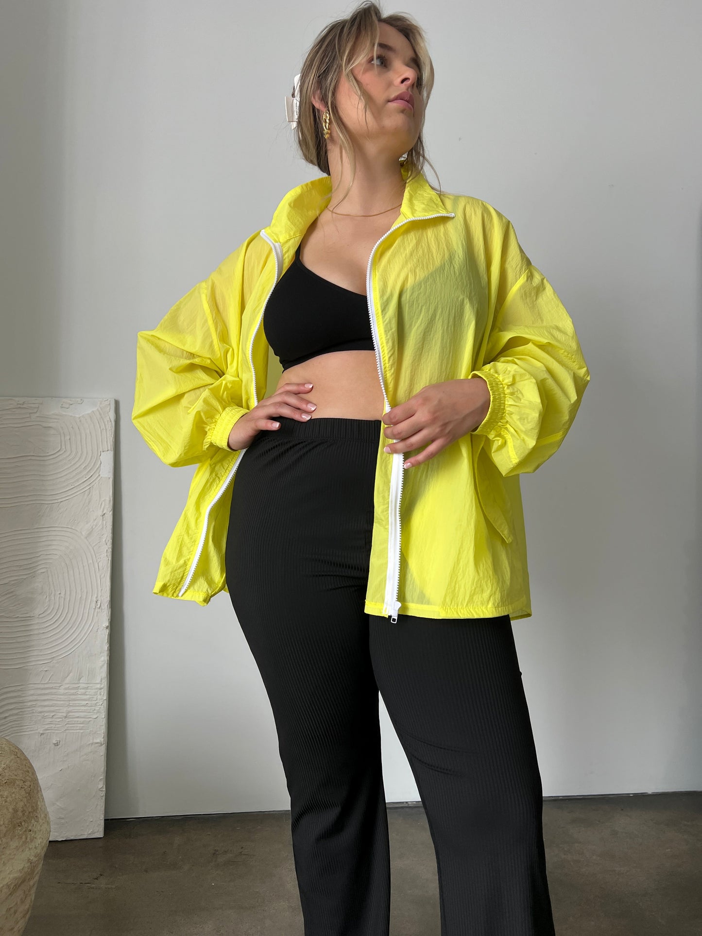Plus Size Zip Up Windbreaker Jacket